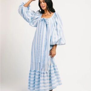 Shop Zoco Capri Striped Blue and White Maxi Dress